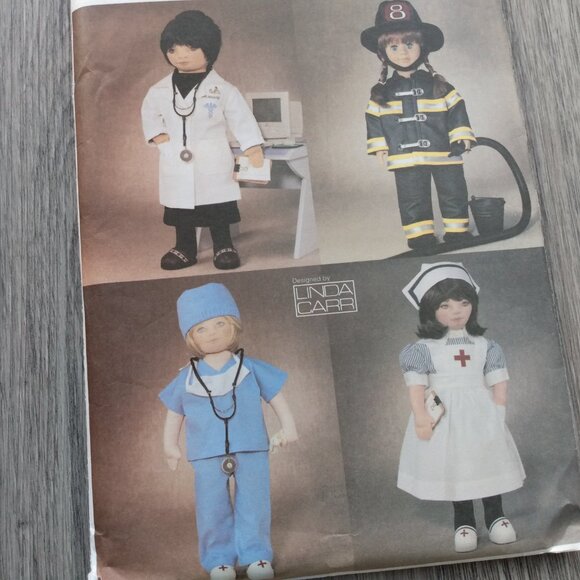18" Doll Clothes Sewing Pattern Costumes Firefighter Nurse Doctor UNCUT 7678 - Picture 3 of 8